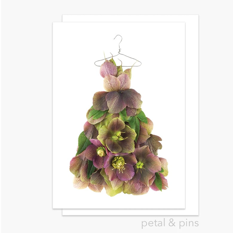 Petal & Pins Card Purple And Chartreuse Hellebore Dress
