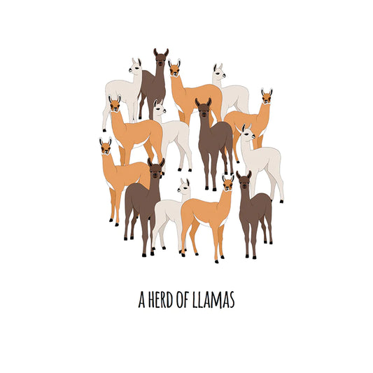 Red Parka Print A Herd Of Llamas