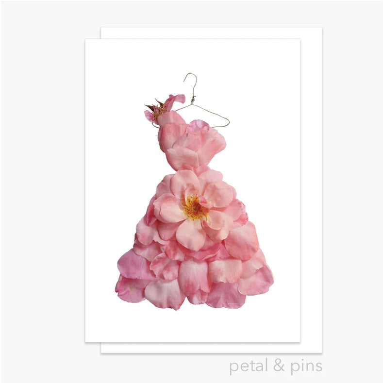 Petal & Pins Card Blush Pink Rose Dress