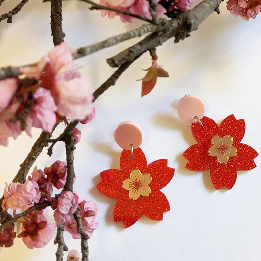 Under The Shade of a Bonsai Tree Earrings Shimmery Sakura