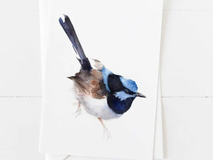 Choose Arts Art by Qing - Card, Superb Fairywren (Male)