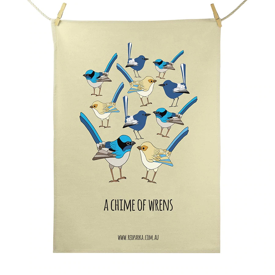 Red Parka Tea Towel Chime of Wrens