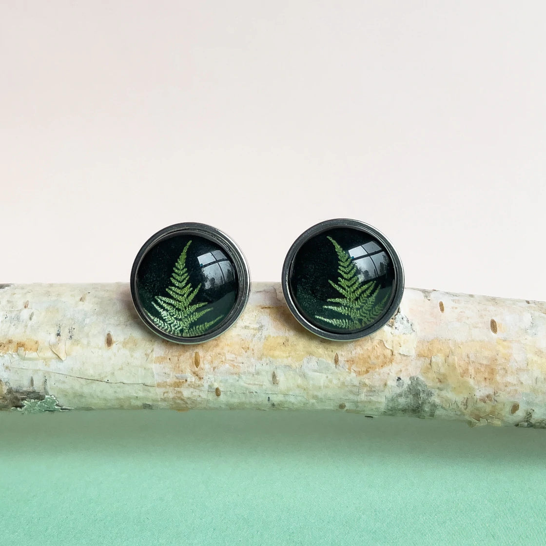 Myrtle & Me Stainless Steel Stud Earrings Fern Green