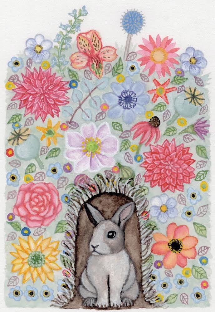Michelle Hosking Print Floral Bunny