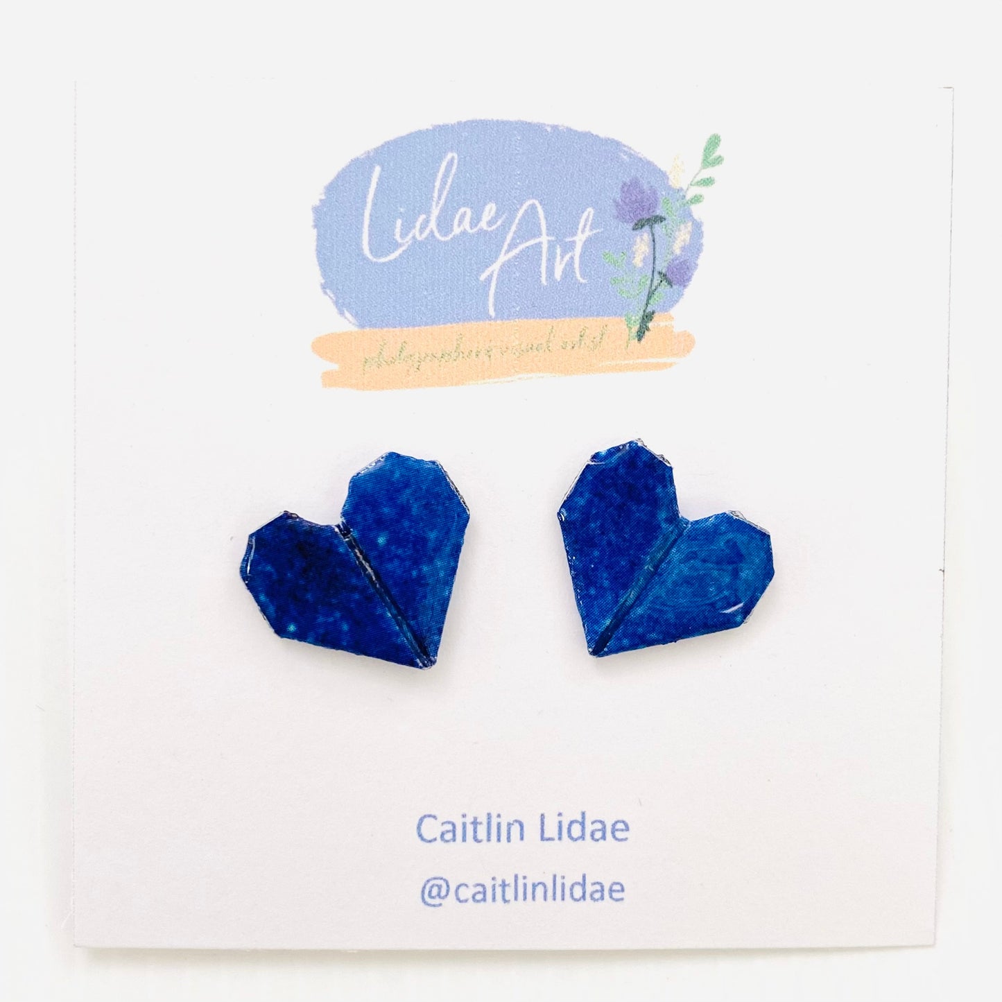 Lidae Art Origami Heart Stud Earrings Galaxy