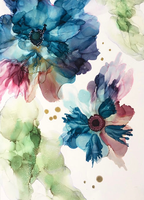 Katy J Designs Aqua Blooms