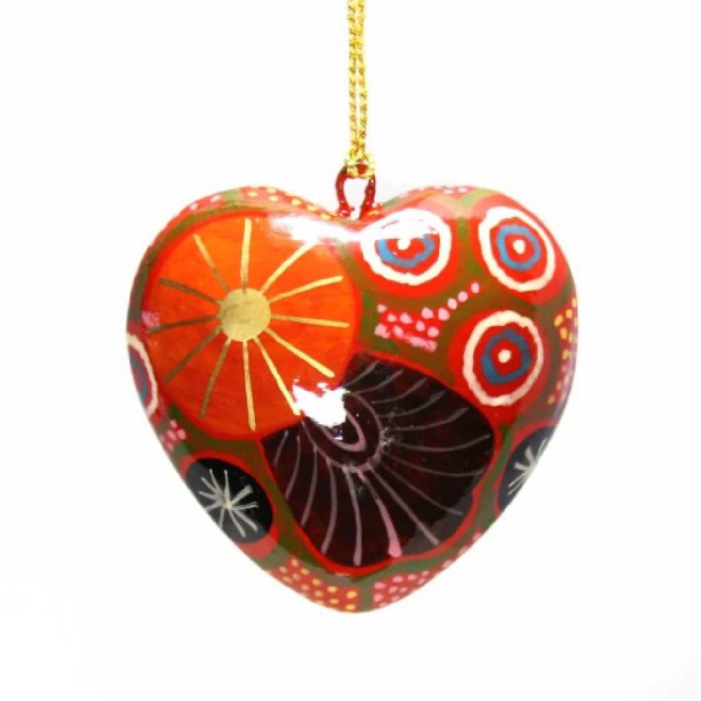 Better World Arts Lacquerware Decorative Heart - Artist Damien and Yilpi Marks