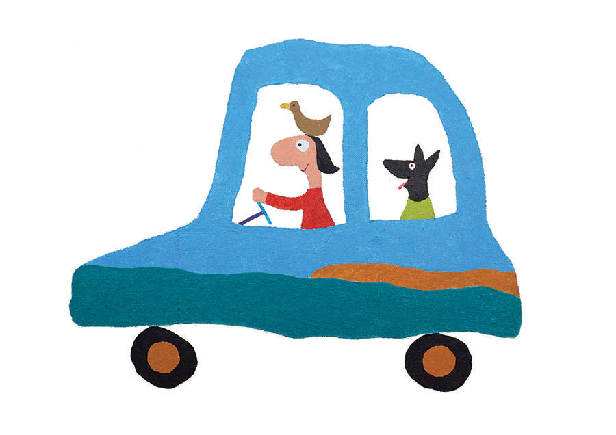 Michael Leunig Print - Two-tone Car