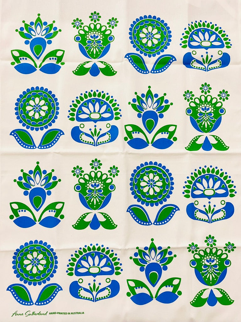 Anna Sutherland Cotton Tea Towel Blue and Green