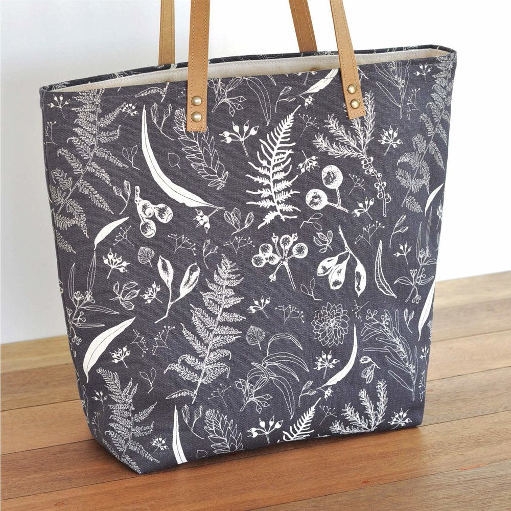 One Thousand Lines Gathered Large Tote - Charcoal