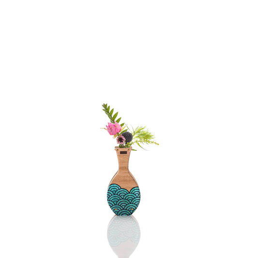 Pili Pala Small Handmade Vase Teal Wave Design