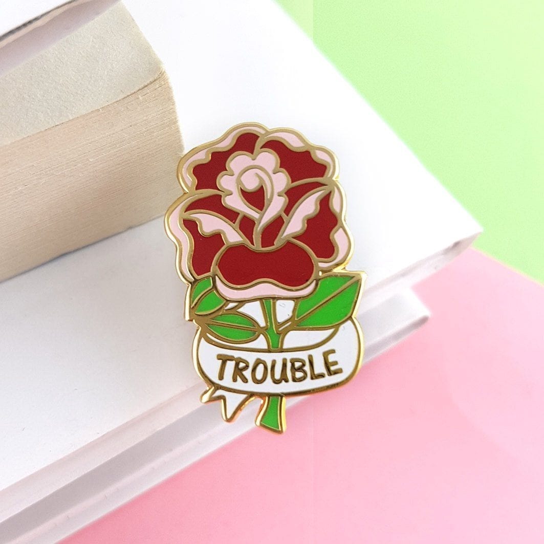 Jubly-Umph Lapel Pin Here Comes Trouble Rose