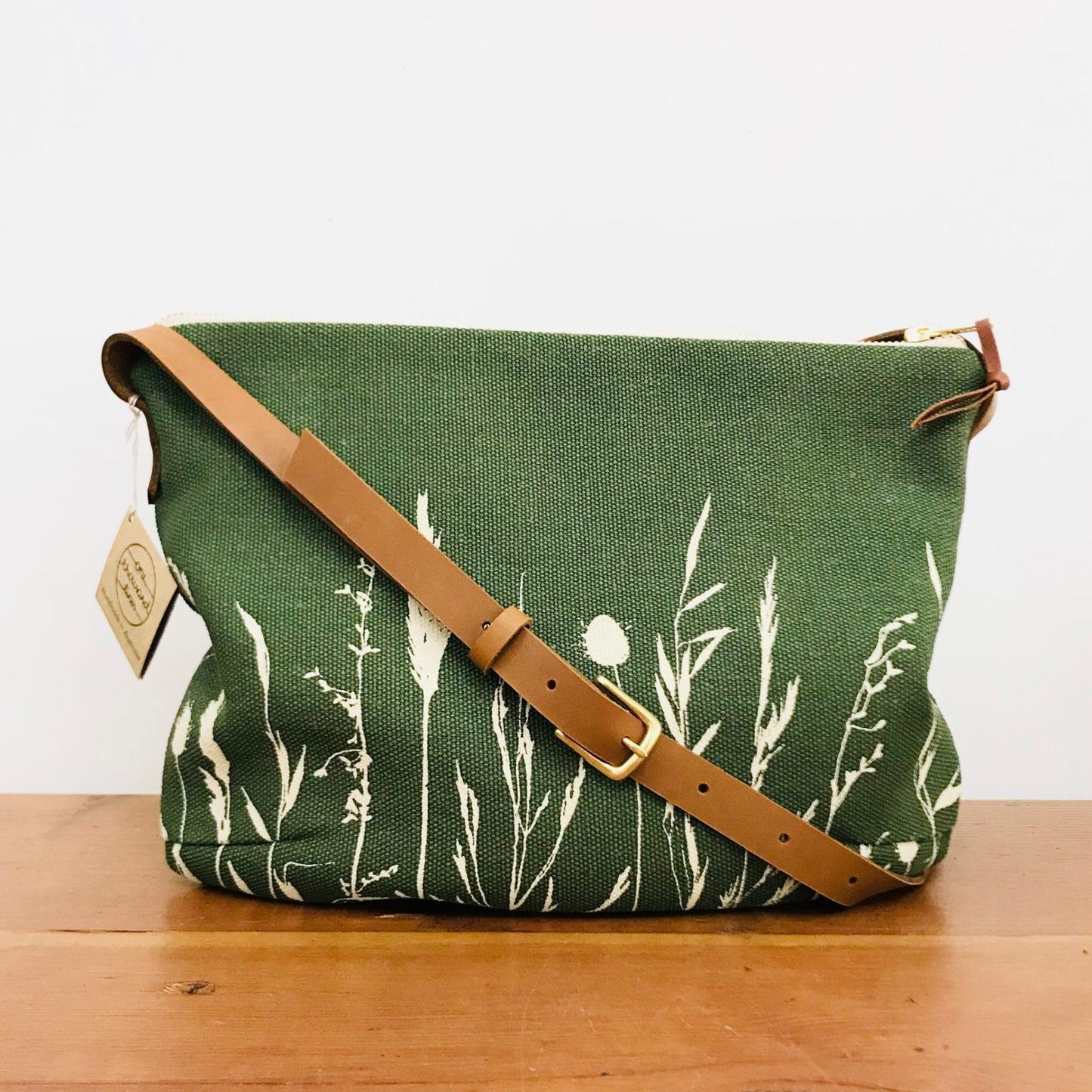 One Thousand Lines Coastal Grass Shoulder Bag 100% Hemp - Green