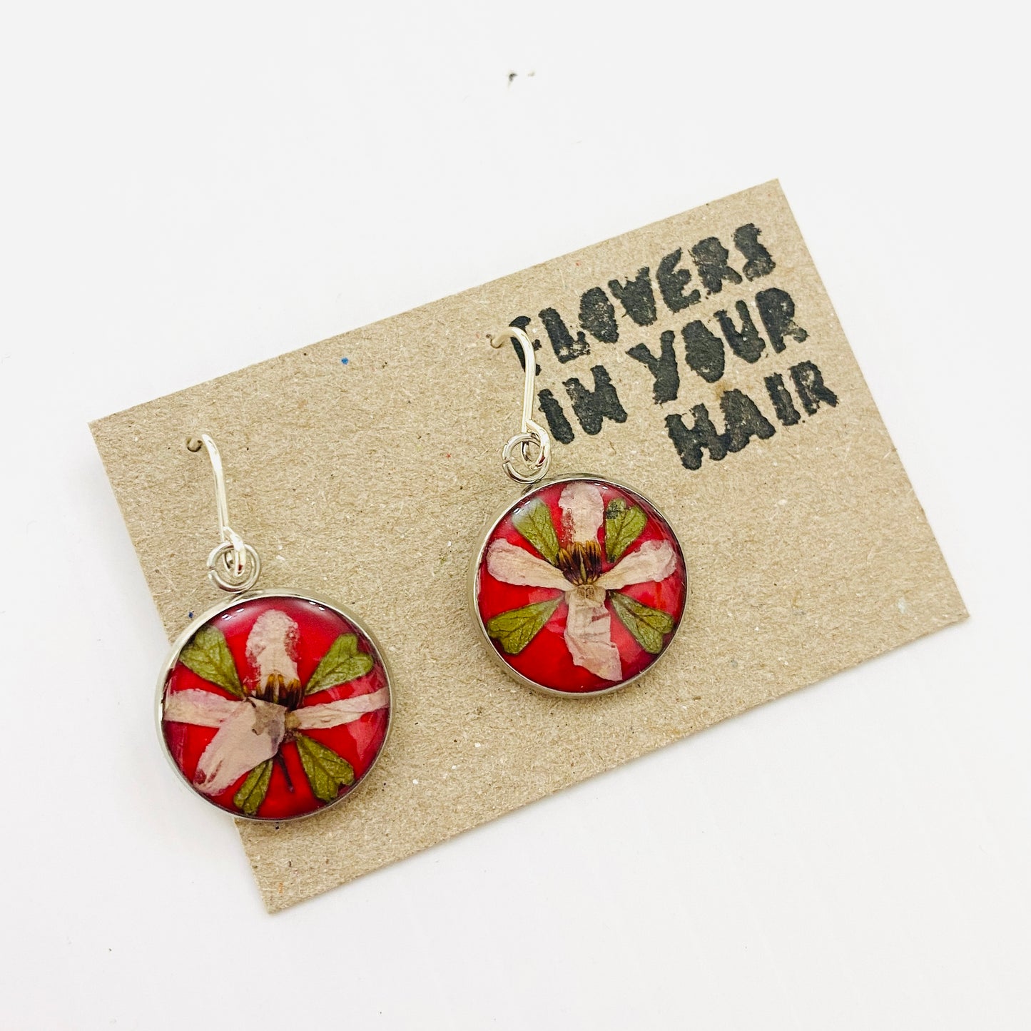 Flowers In Your Hair Medium Drop Earrings - Wildflowers Watermelon