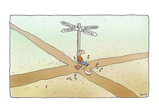 Michael Leunig Print - Crossroad