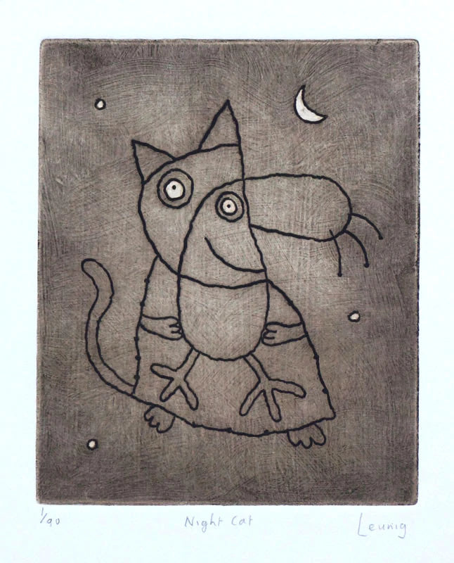 Michael Leunig Fine Art Print - Night Cat