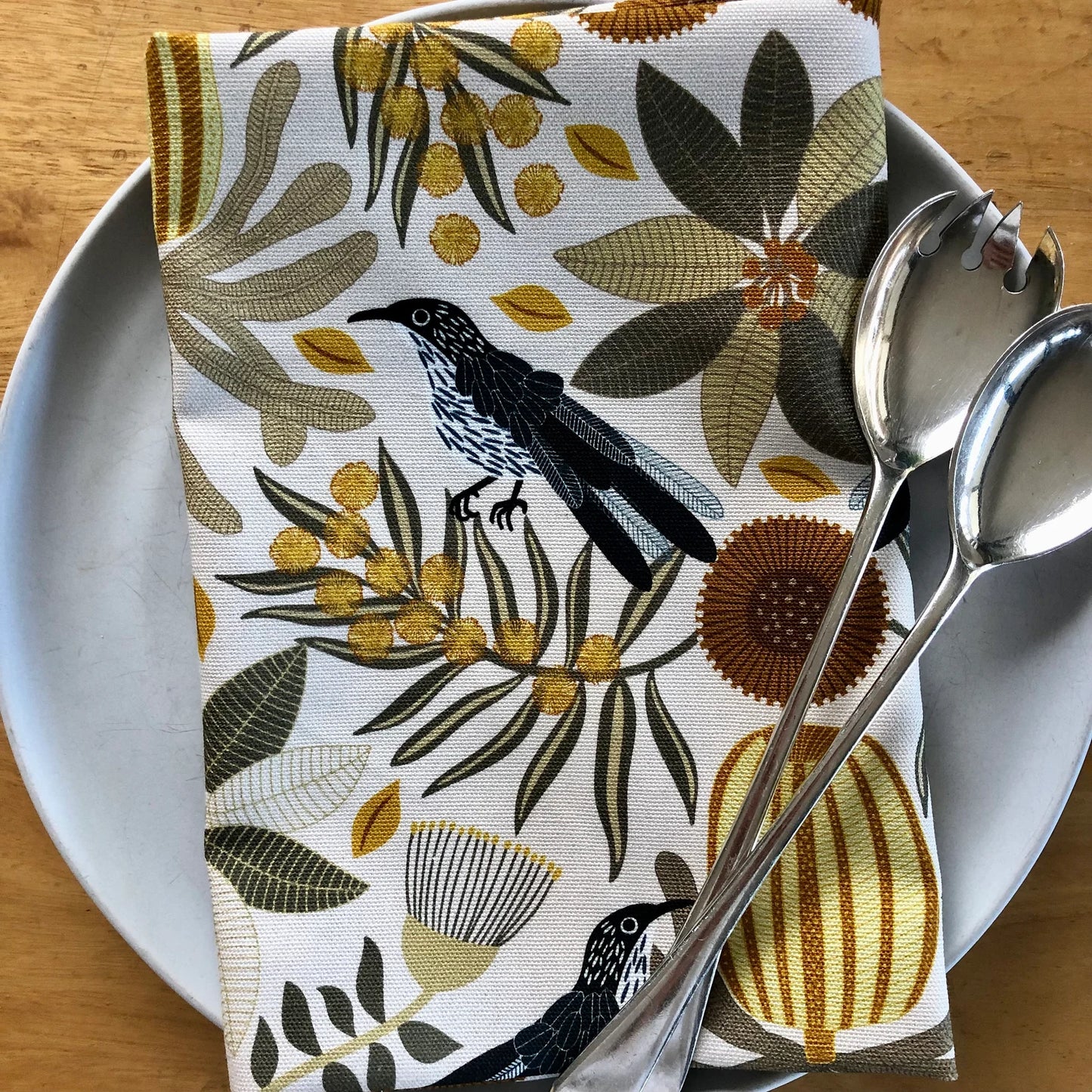 Jocelyn Proust Designs Tea Towel Wattle Bird And Banksia