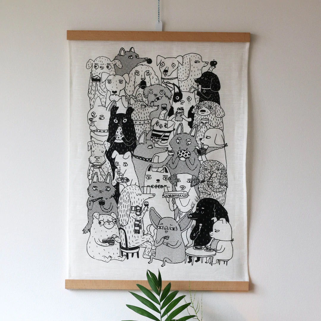 Surfing Sloth Tea Towel Dogs and Food