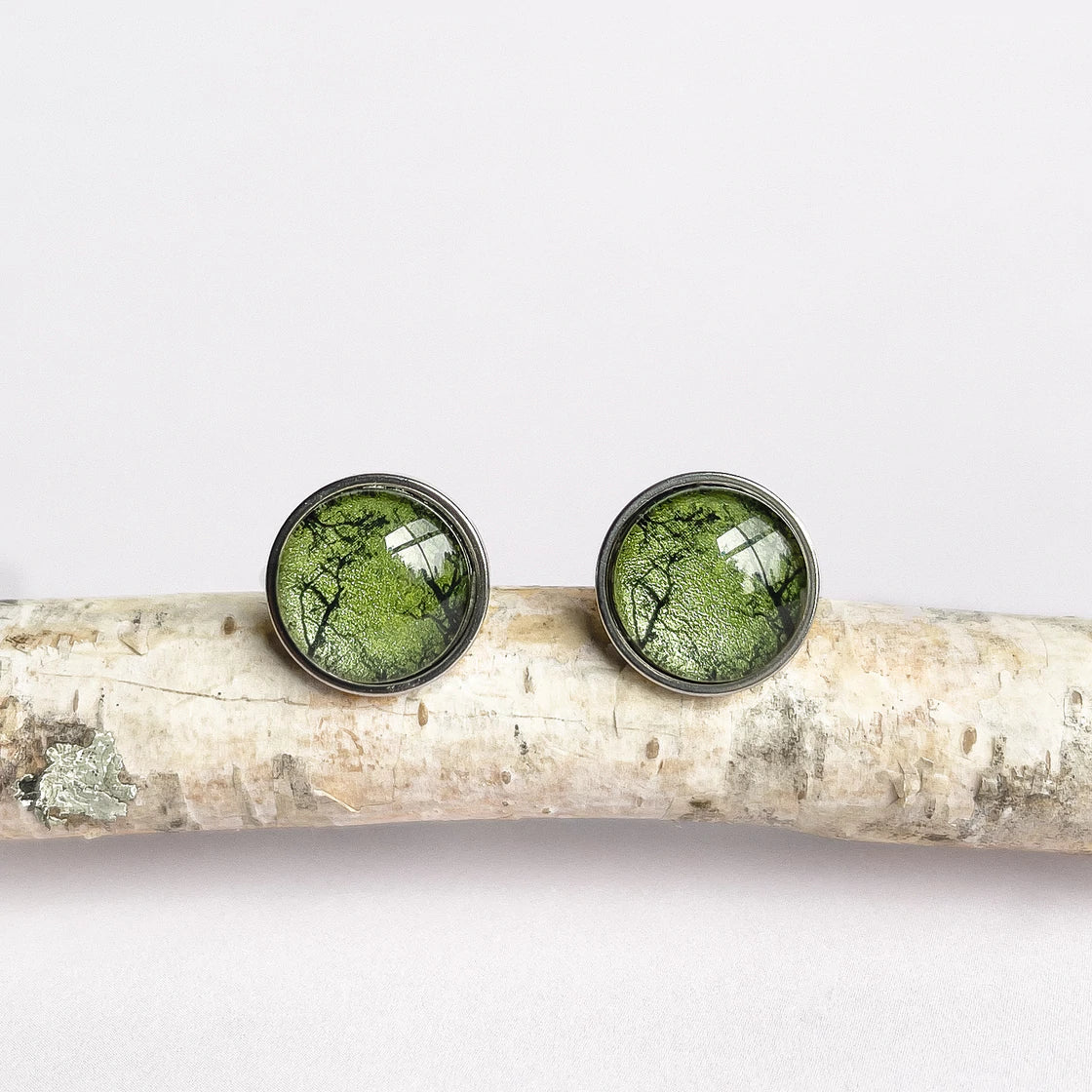 Myrtle & Me Stainless Steel Stud Earrings Gum Trees After Fire Green