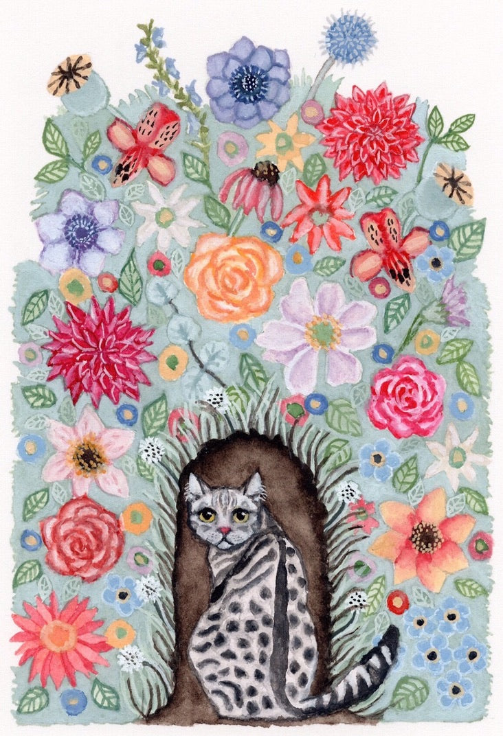 Michelle Hosking Print Floral Cat