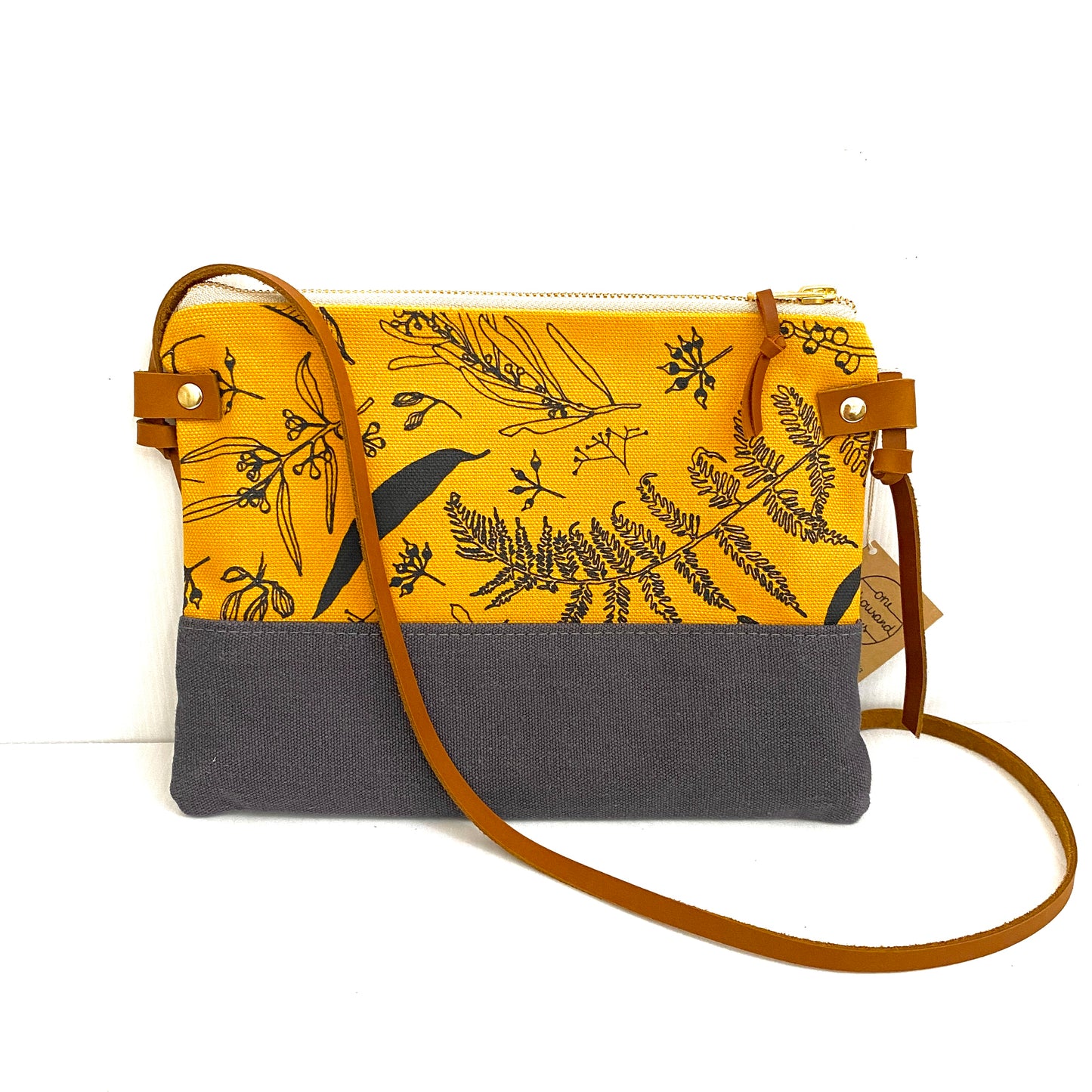 One Thousand Lines Gathered Small Shoulder Bag - Yellow/Charcoal