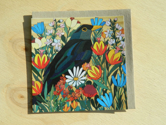 Flowers In Your Hair Card Blackbird
