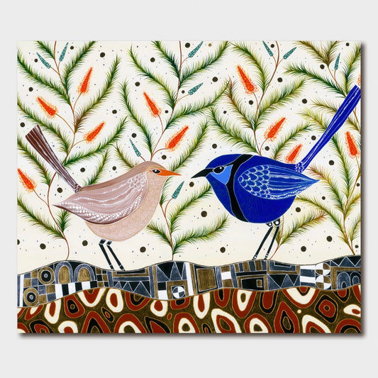 Melanie Hava Card Fairy Wrens and Grevillea