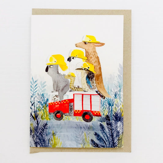 Surfing Sloth Card Fire Truck Animals