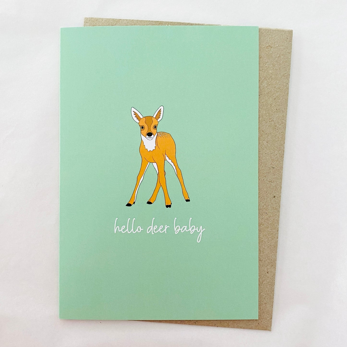 Red Parka Card Hello Deer Baby