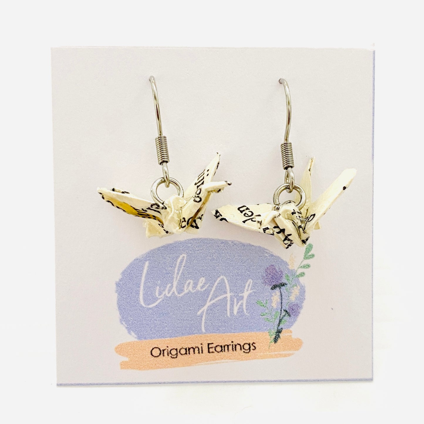 Lidae Art Origami Crane Earrings Words and Sentences