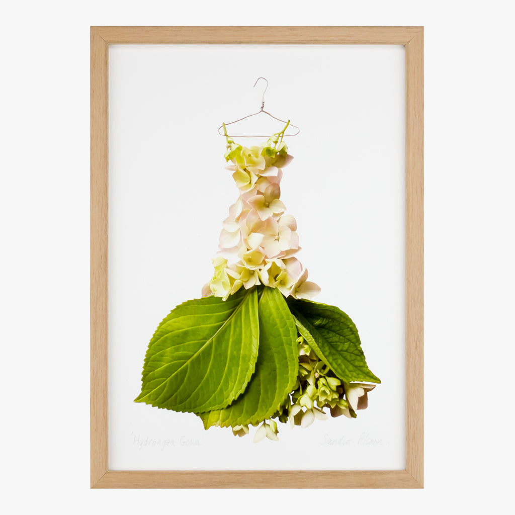 Petal & Pins Print Cream Hydrangea Gown