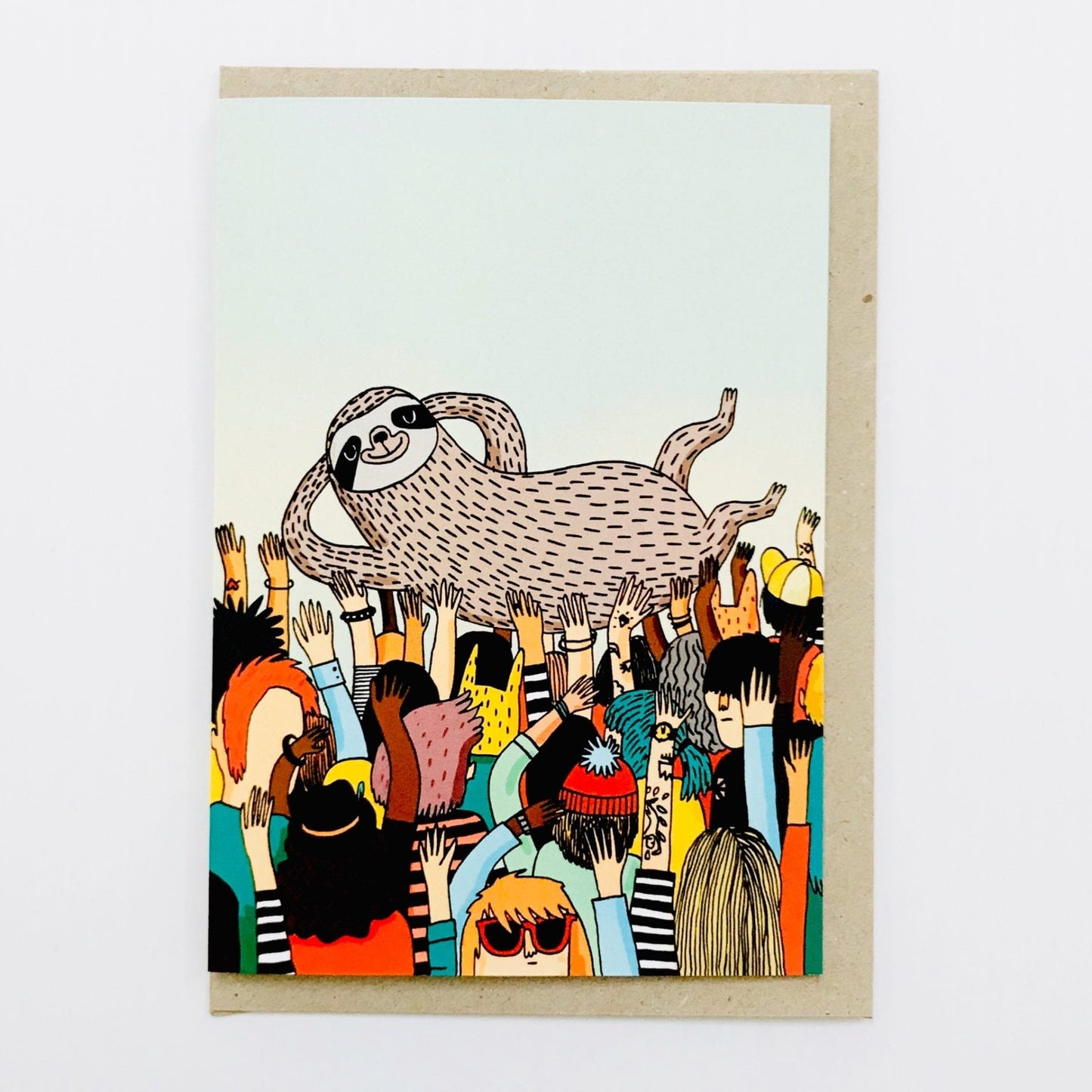 Surfing Sloth Card Crowdsurfing Sloth