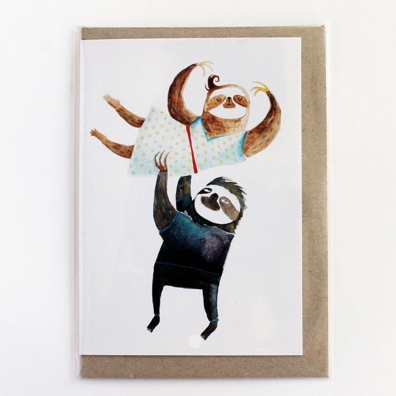 Surfing Sloth Card Dancing Sloths