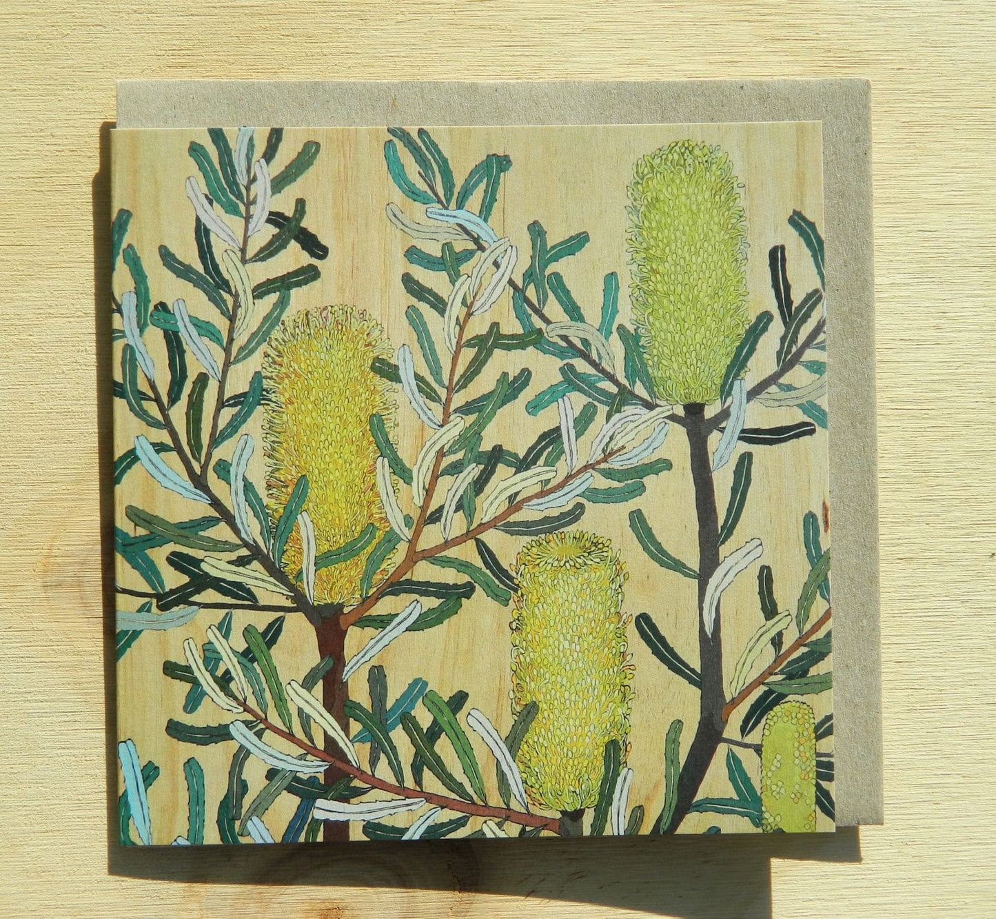 Flowers In Your Hair Card Silver Banksia