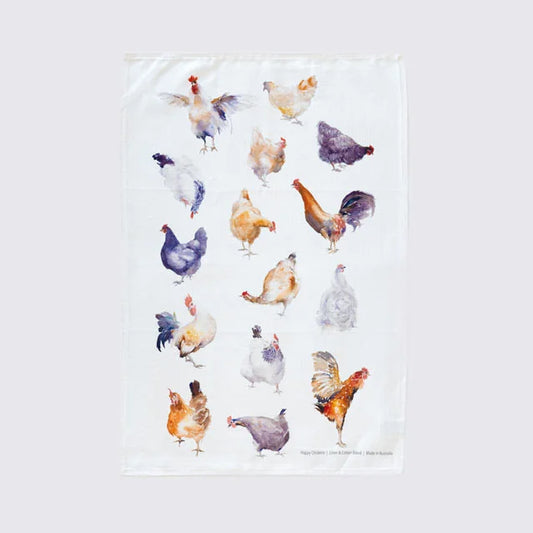 Choose Arts Art By Qing Tea Towel Happy Chickens