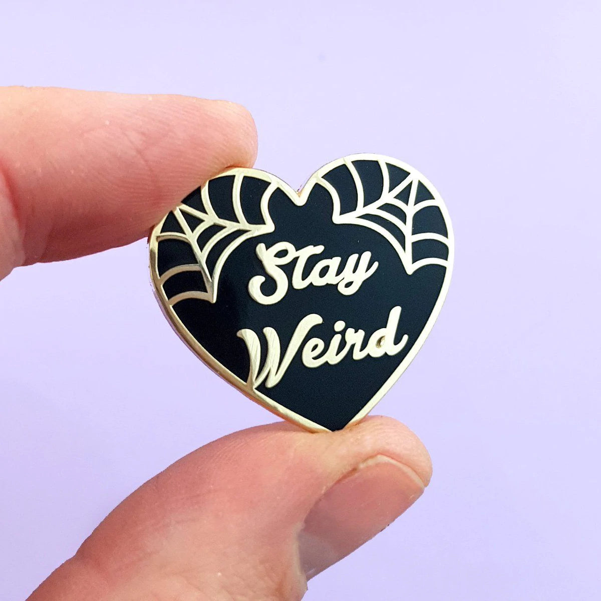 Jubly-Umph Lapel Pin Stay Weird Black Heart