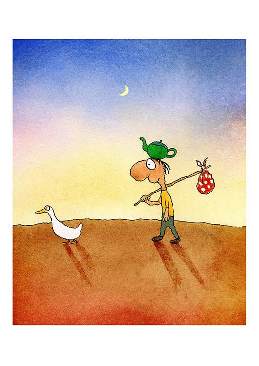 Michael Leunig Print - Direction-finding Duck