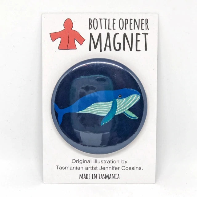 Red Parka Magnetic Bottle Opener Blue Whale