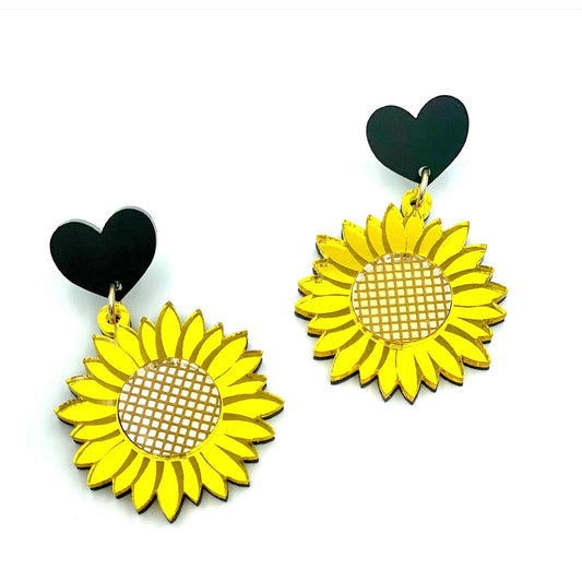Haus of Dizzy Sweet Sunflower Mirrored Earrings