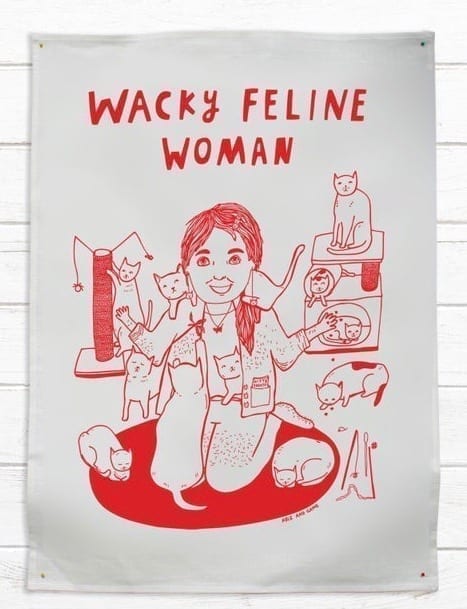 Able and Game Tea Towel - Wacky Feline Woman