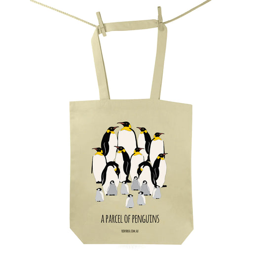 Red Parka Tote Bag Parcel Of Penguins