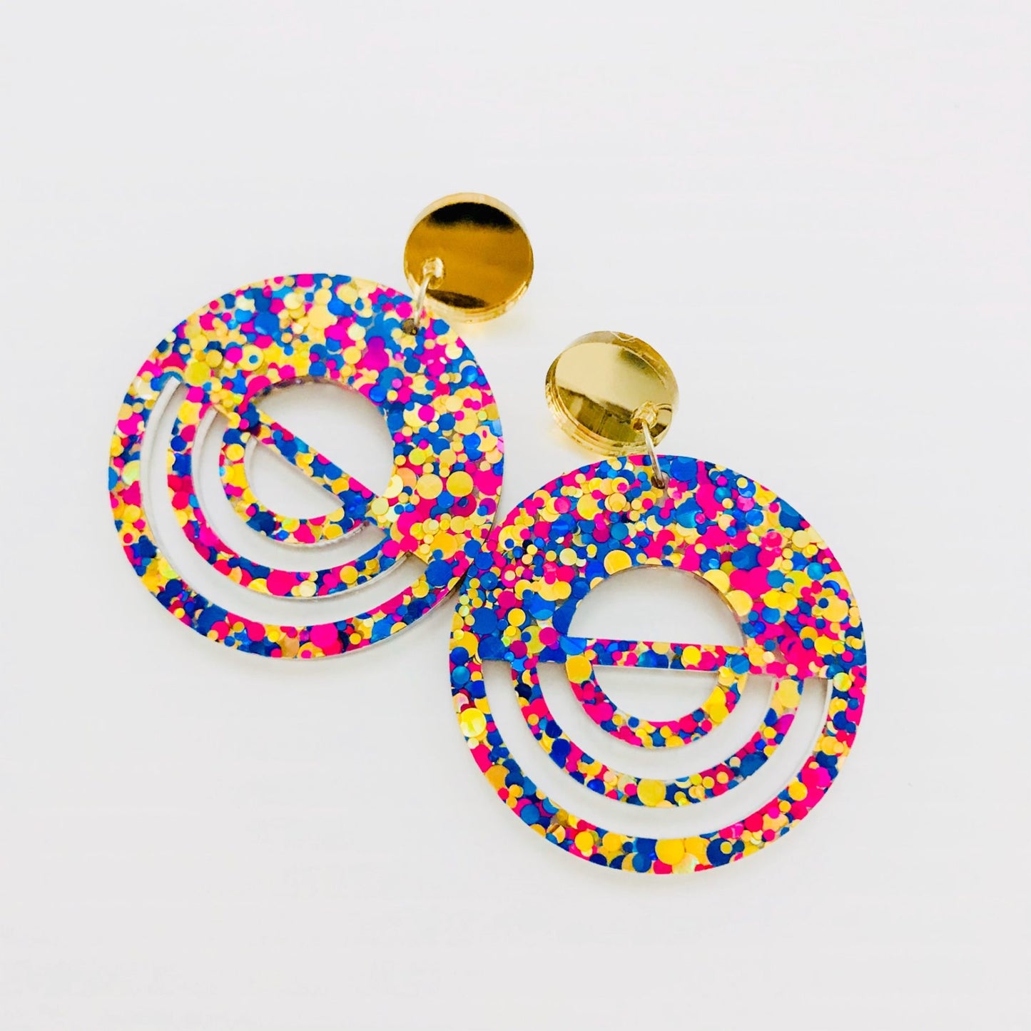 Under The Shade of a Bonsai Tree Earrings Rainbow Sequin