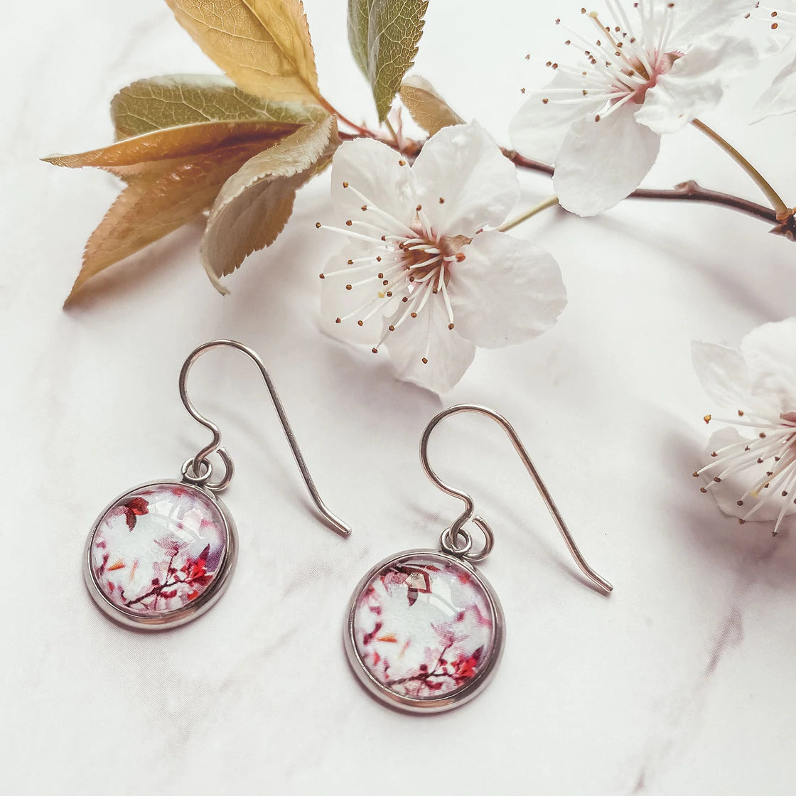 Myrtle & Me Drop Earrings Spring Blossom Pink