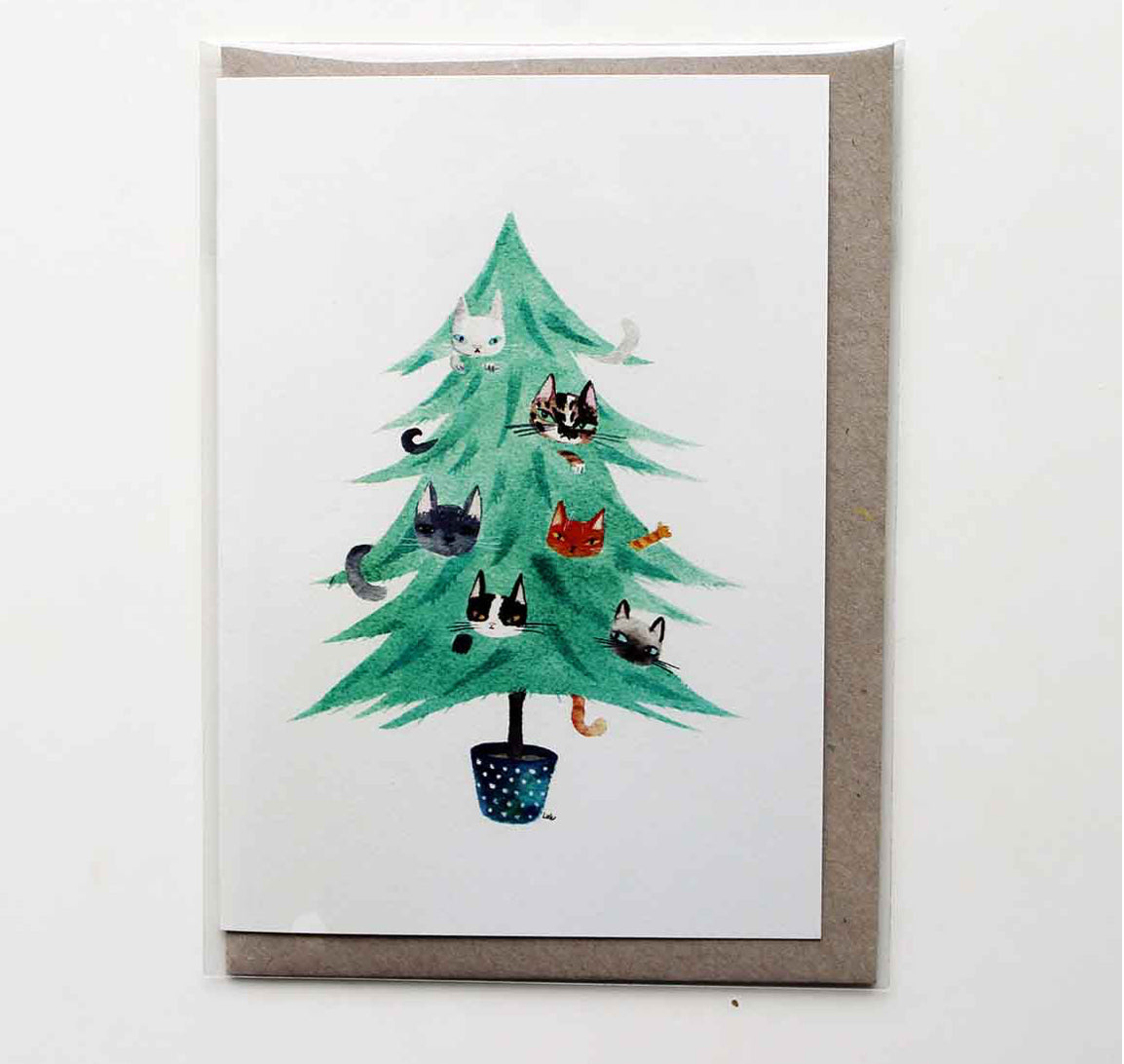 Surfing Sloth Christmas Card Catmas Tree
