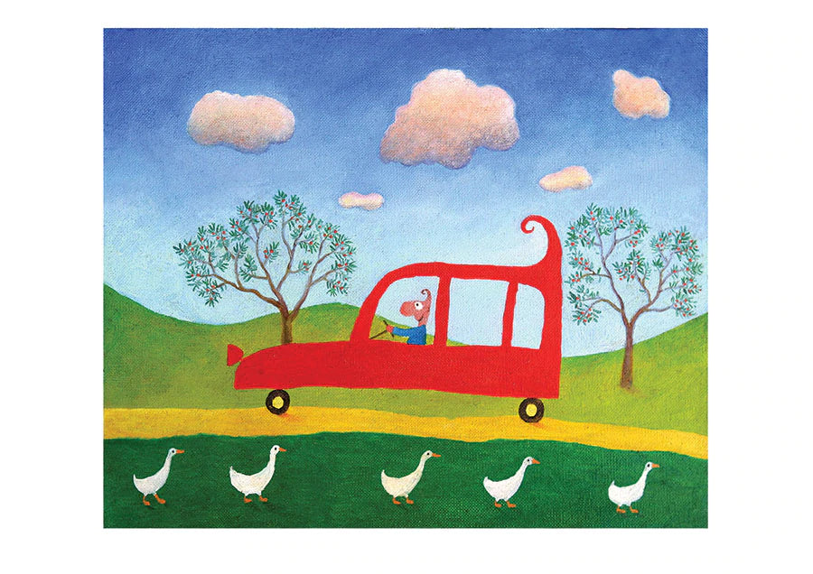 Michael Leunig Print - Curlymobile