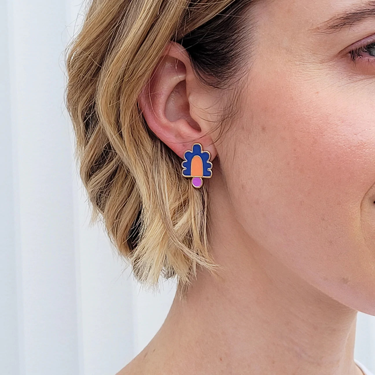 Middle Child Earrings Hive Stud Electric Blue