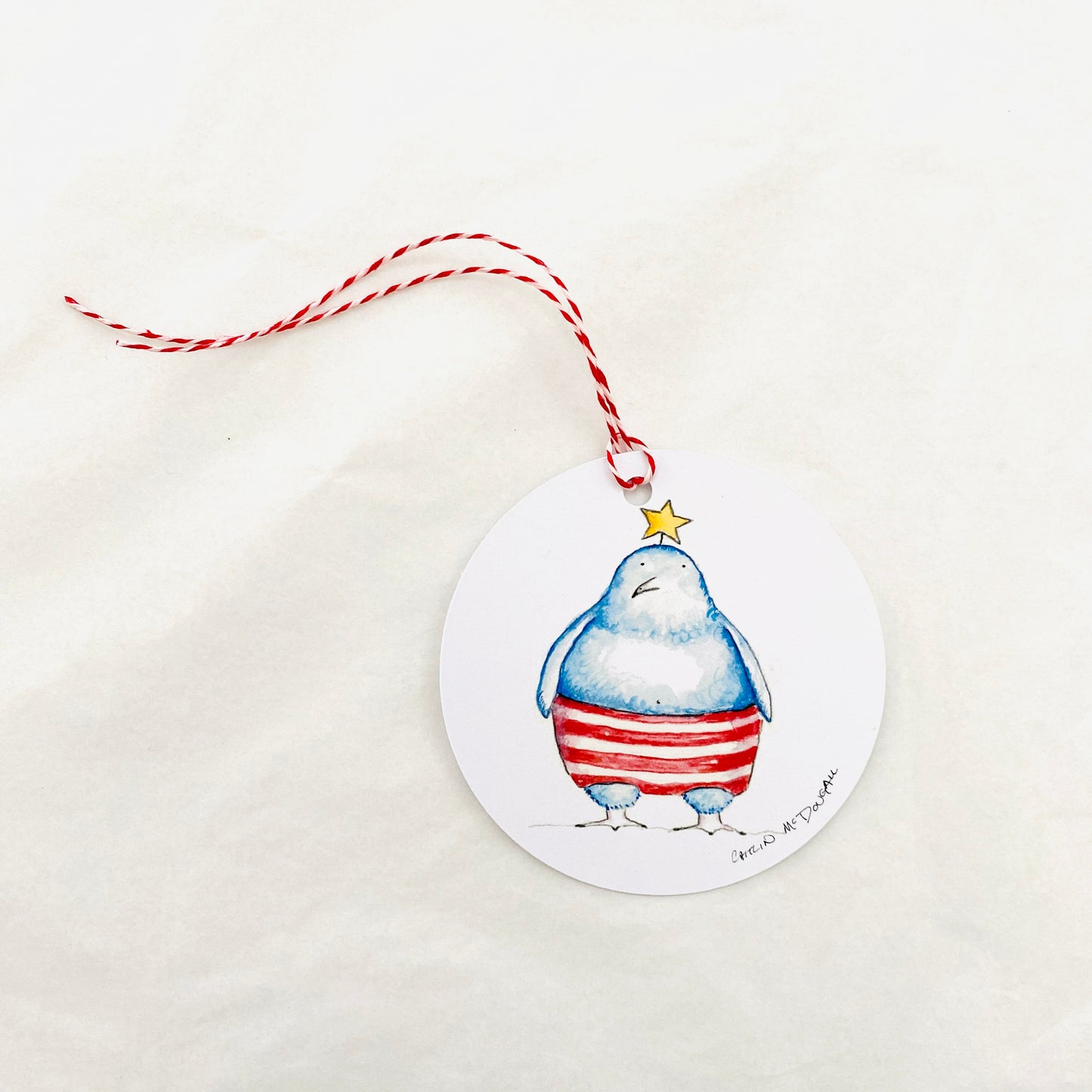 Caitlin McDougall Gift Tag Beach Penguin