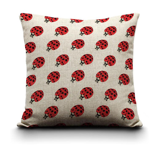 Red Parka Cushion Cover Ladybirds