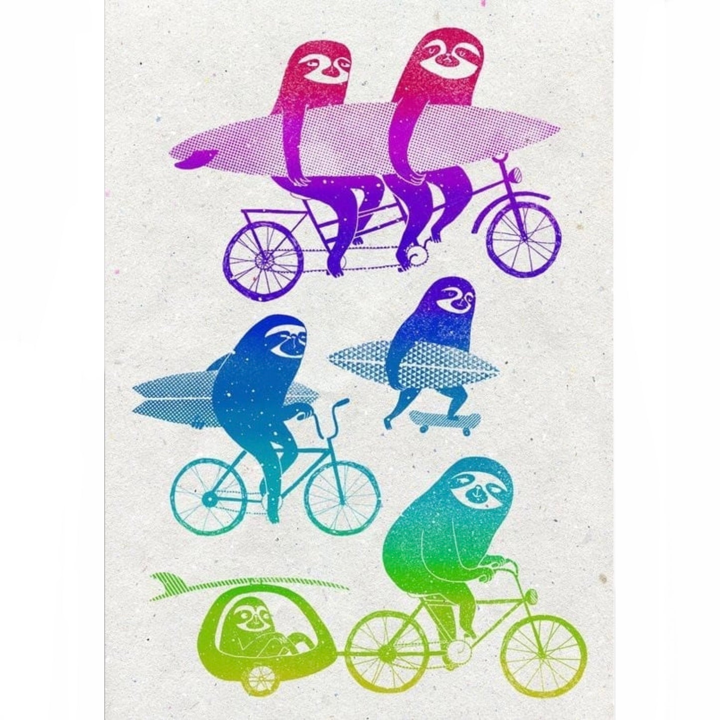 Surfing Sloth Print - Bike to Beach