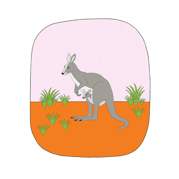 Red Parka Baby Kangaroo Print